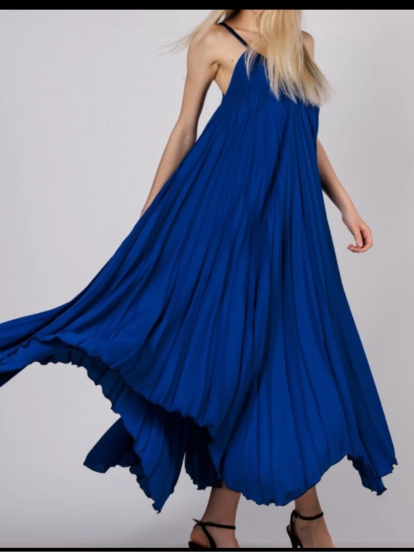 Cobalt Blue Trapeze Style Maxi Dress By Sfizio Tessuto: Size 2 Xs Usa (38 It)